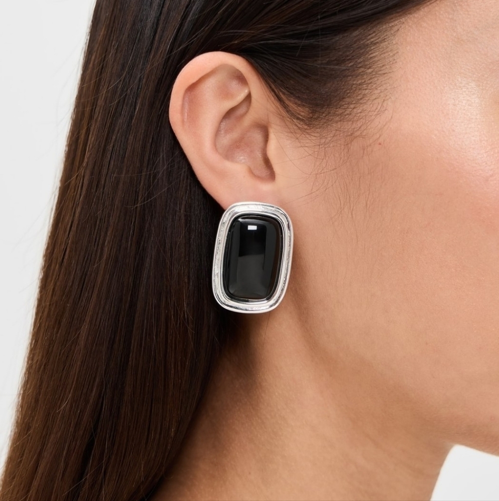 Heaven Mayhem Elegant Black and Silver Earrings